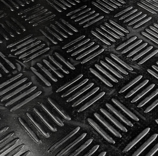 Rubber Matting 1m – Check Plate Black