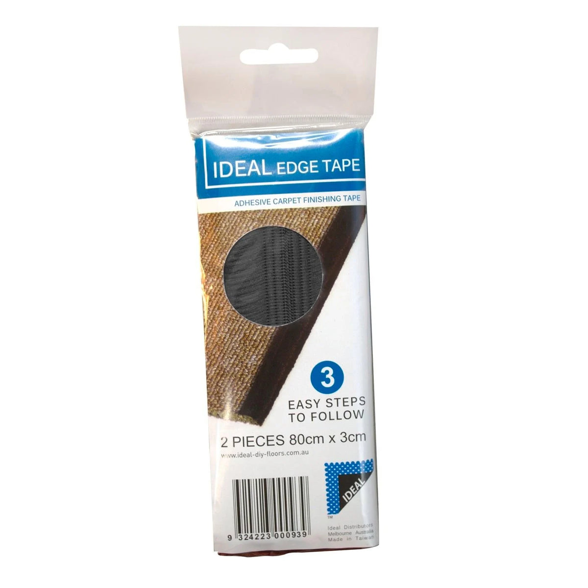 Carpet Runner Edge Binding Tape 80 x 3cm – Black (2 pack)