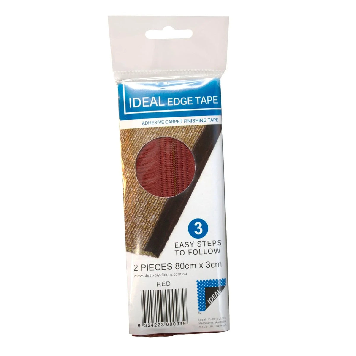 Carpet Runner Edge Binding Tape 80 x 3cm – Red (2 pack)